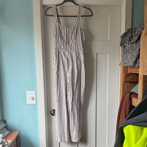 Striped Jumpsuit in Brown and White